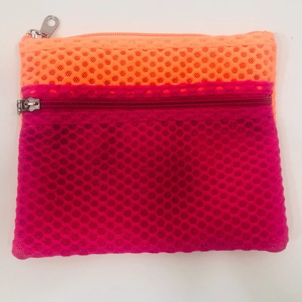 Pink/Orange Color block cosmetic bag
